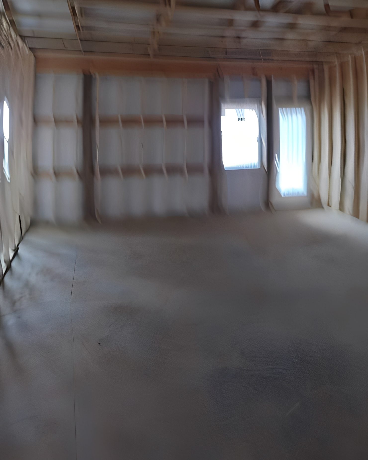Empty construction space with framed walls